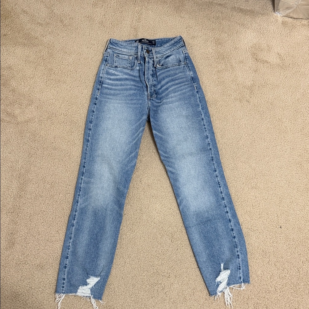 Hollister High Rise Distressed Blue Jeans